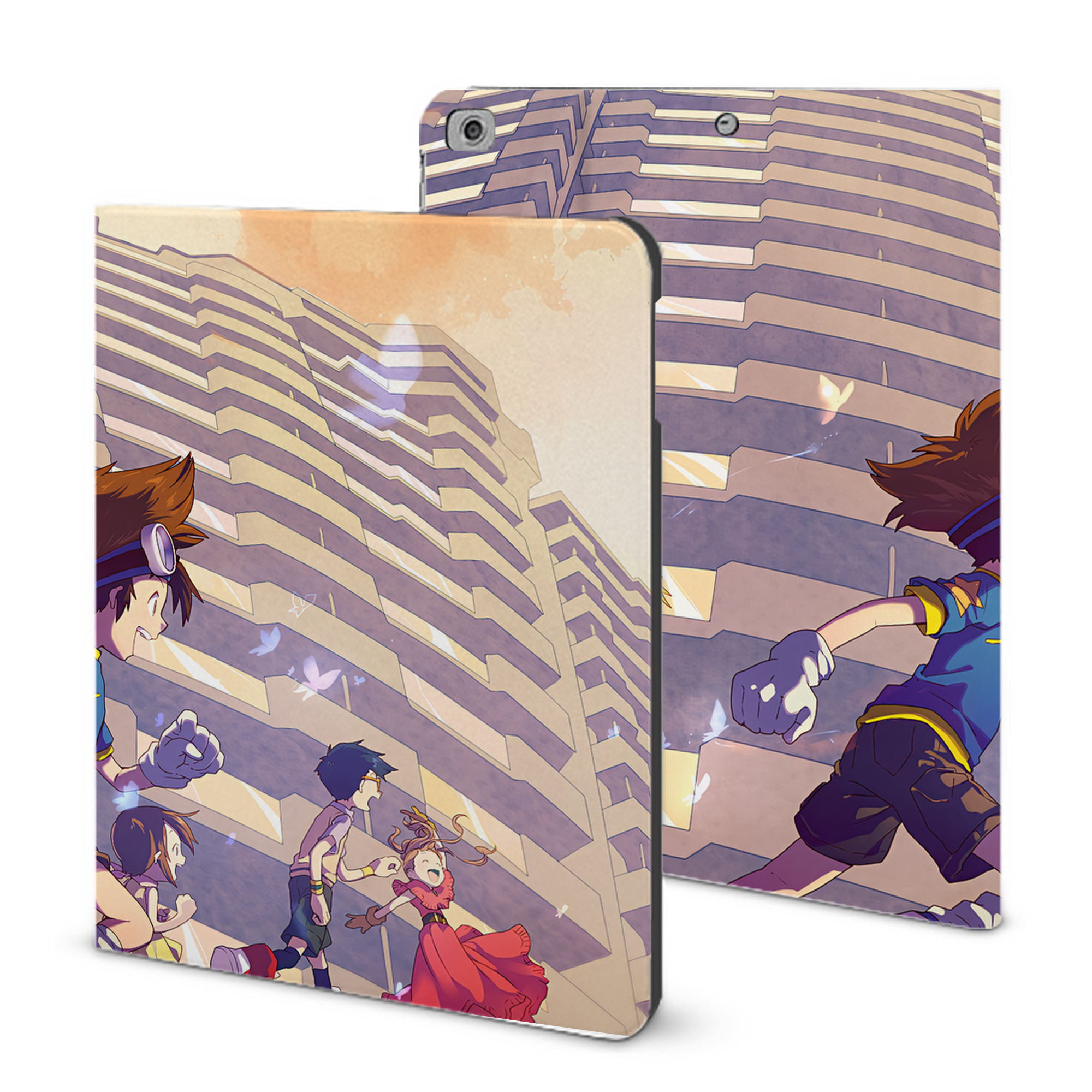 （画像用） Digimon デジタルモンスター/デジモン IPad ケース ブック型 PUレザー TPU 耐衝撃 軽量 薄型 ペン収納なし 全面保護 IPad 各モデル対応